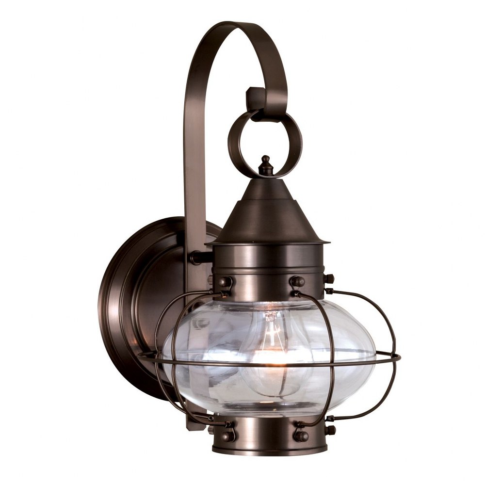 Norwell Lighting-1323-BR-CL-Cottage Onion - 1 Light Small Outdoor Wall Mount In Traditional and Classic Style-13.75 Inches Tall and 8.25 Inches Wide Bronze Clear Black Finish