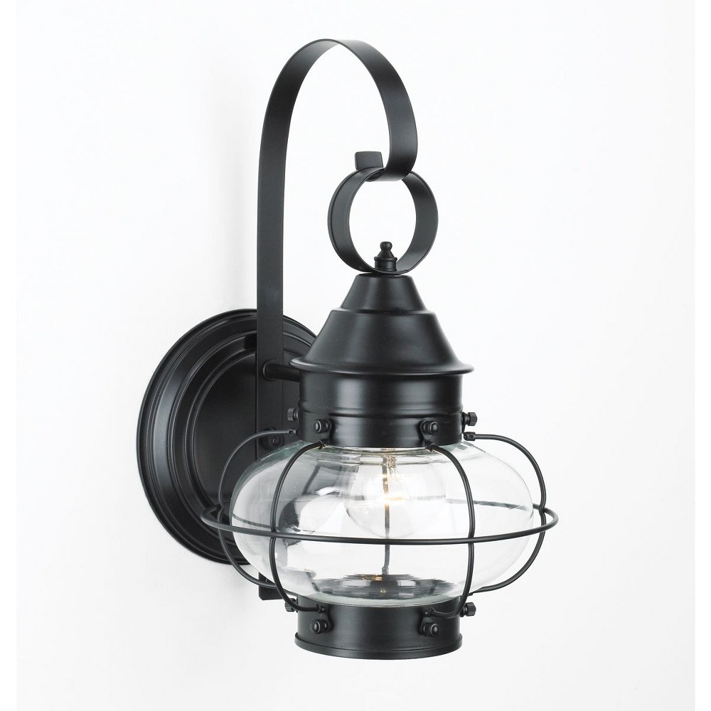 Norwell Lighting-1324-BL-CL-Cottage Onion - 1 Light Large Outdoor Wall Mount In Traditional and Classic Style-15.75 Inches Tall and 10.625 Inches Wide Black Clear Black Finish