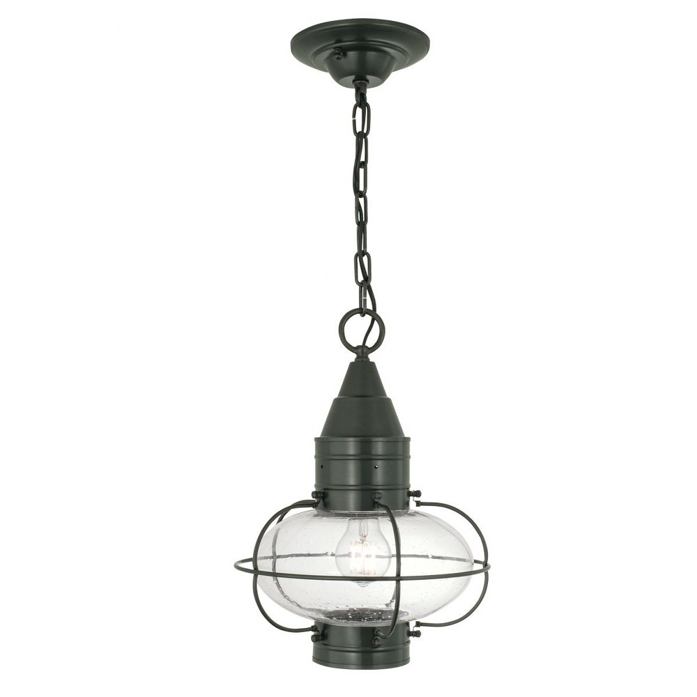 Norwell Lighting-1508-GM-SE-Classic Onion - 1 Light Medium Outdoor Hanging Pendant In Traditional and Classic Style-15 Inches Tall and 11.375 Inches Wide Gunmetal Seeded Black Finish