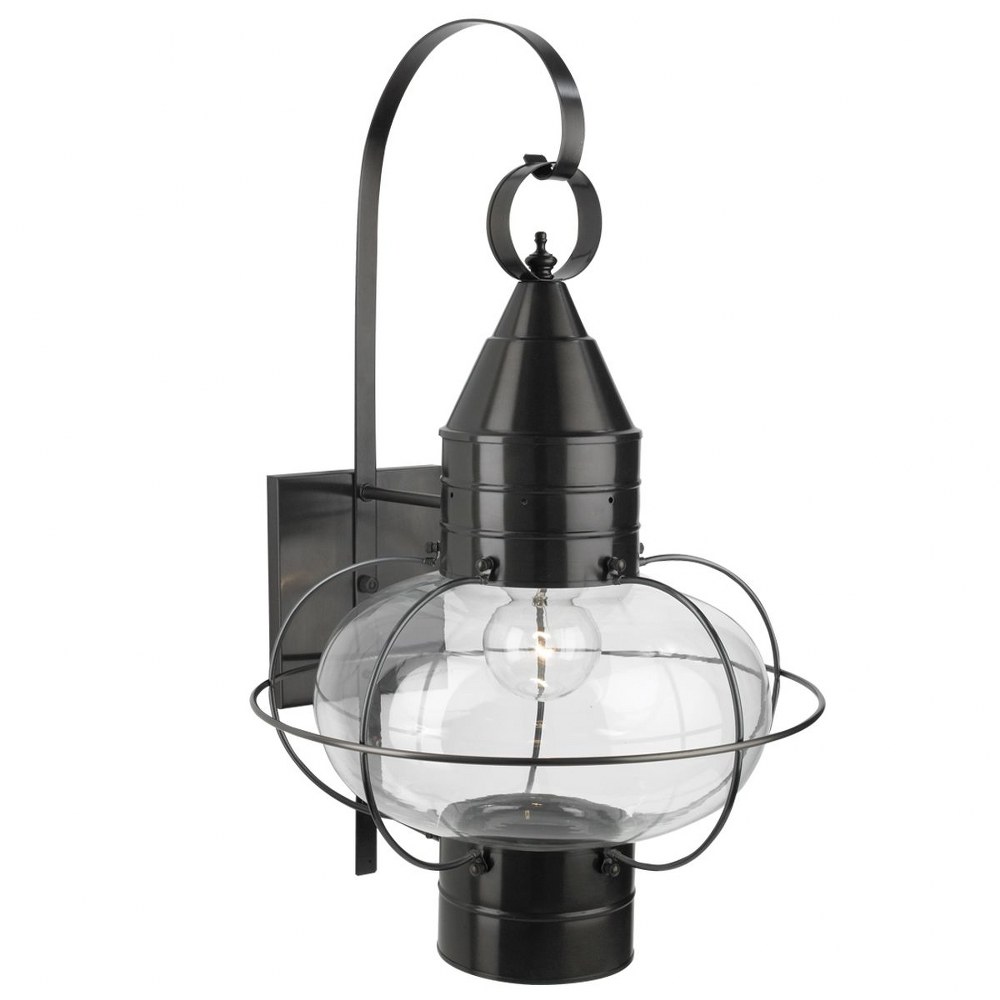 Norwell Lighting-1509-BL-CL-Classic Onion - 1 Light Large Outdoor Wall Mount In Traditional and Classic Style-24 Inches Tall and 14.5 Inches Wide Black Clear Black Finish