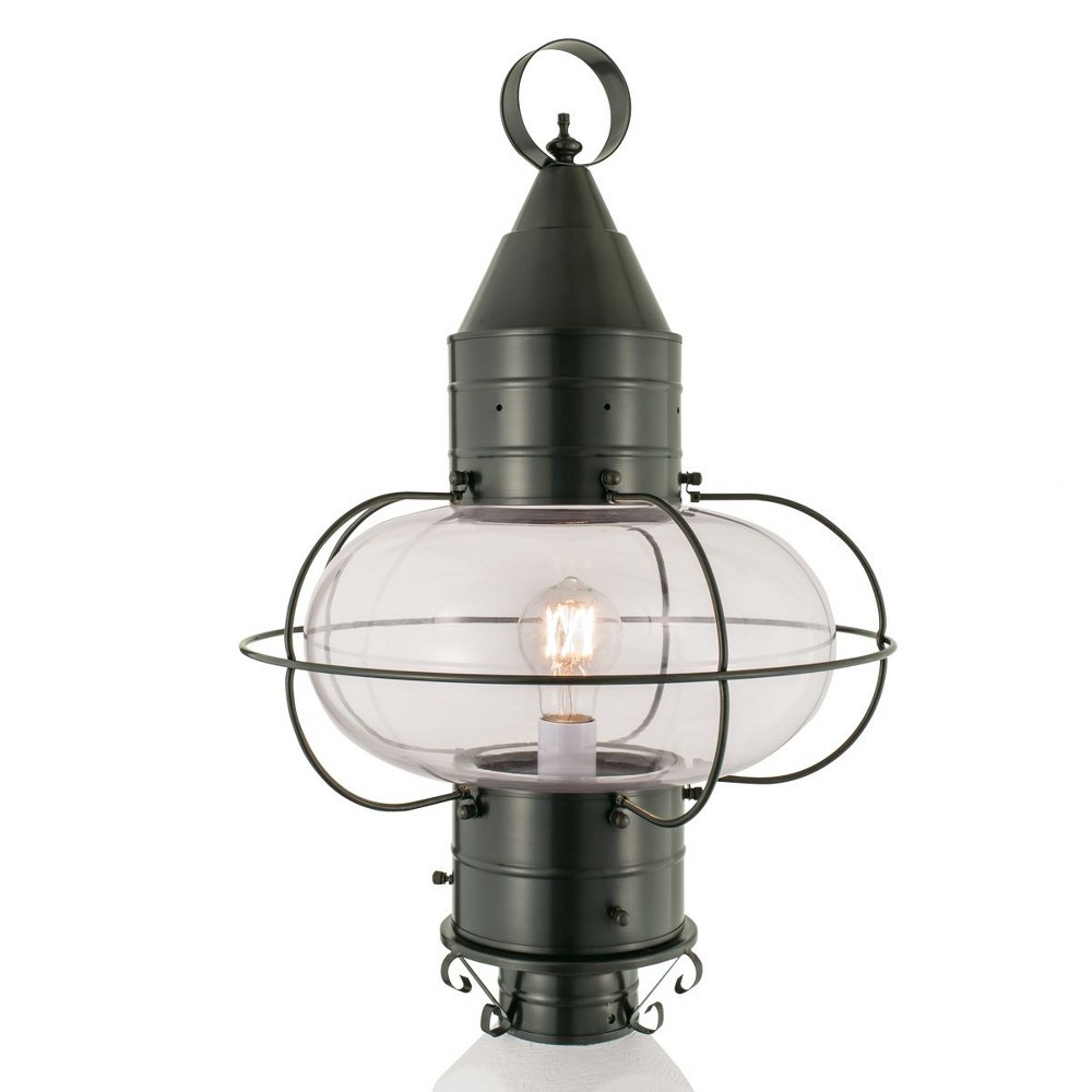 Norwell Lighting-1510-GM-CL-Classic Onion - 1 Light Large Outdoor Post Lantern In Traditional and Classic Style-22.375 Inches Tall and 14.5 Inches Wide Gunmetal Clear Black Finish