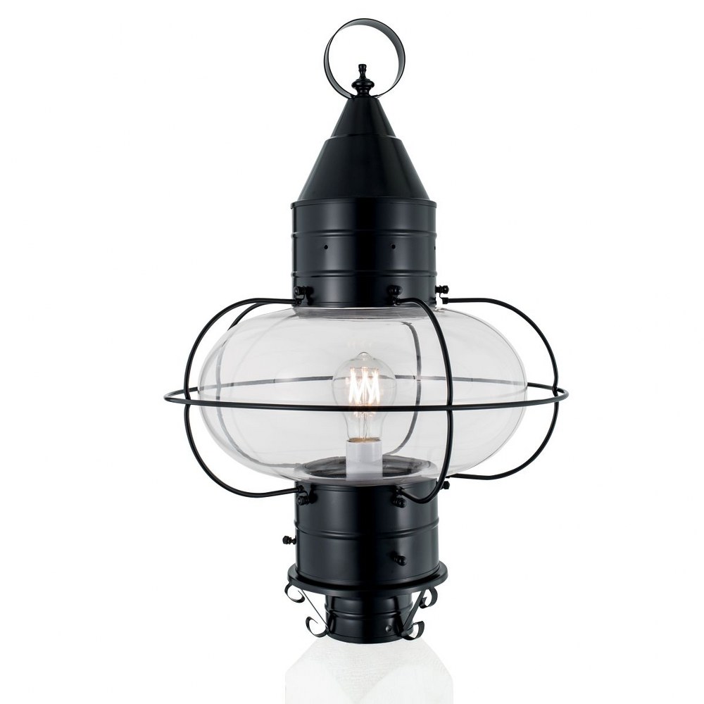 Norwell Lighting-1510-BL-CL-Classic Onion - 1 Light Large Outdoor Post Lantern In Traditional and Classic Style-22.375 Inches Tall and 14.5 Inches Wide Black Clear Black Finish