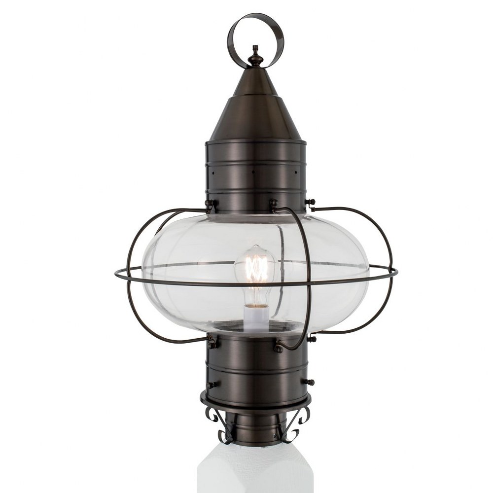 Norwell Lighting-1510-BR-CL-Classic Onion - 1 Light Large Outdoor Post Lantern In Traditional and Classic Style-22.375 Inches Tall and 14.5 Inches Wide Bronze Clear Black Finish