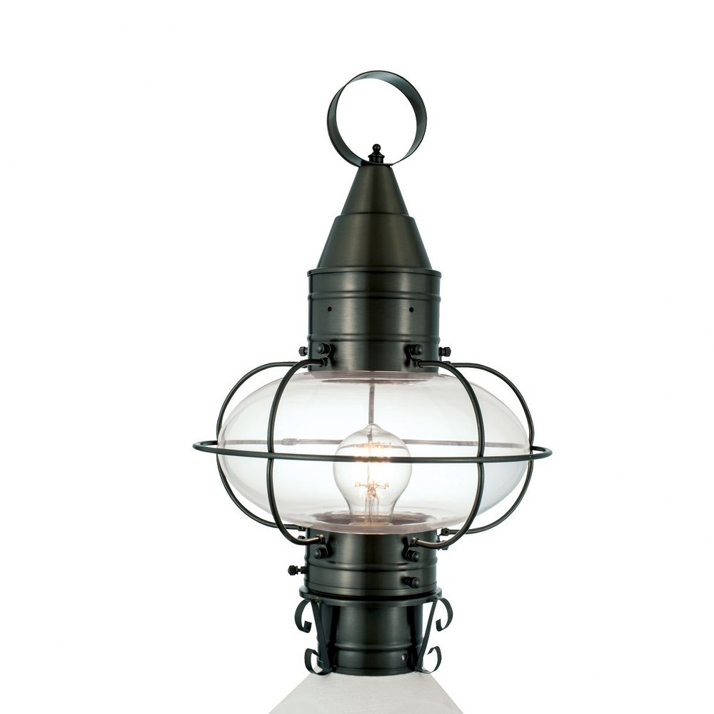 Norwell Lighting-1511-GM-CL-Classic Onion - 1 Light Medium Outdoor Post Lantern In Traditional and Classic Style-17.5 Inches Tall and 11.375 Inches Wide Gunmetal Clear Black Finish