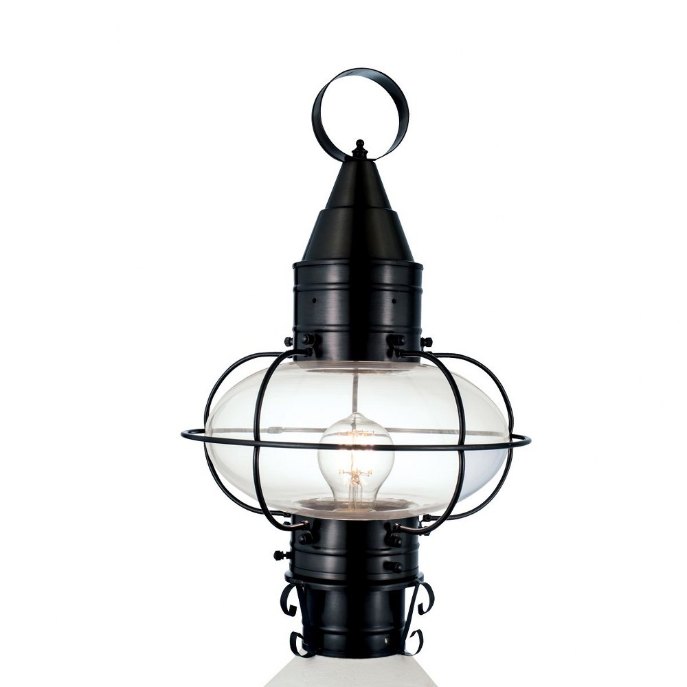 Norwell Lighting-1511-BL-CL-Classic Onion - 1 Light Medium Outdoor Post Lantern In Traditional and Classic Style-17.5 Inches Tall and 11.375 Inches Wide Black Clear Black Finish