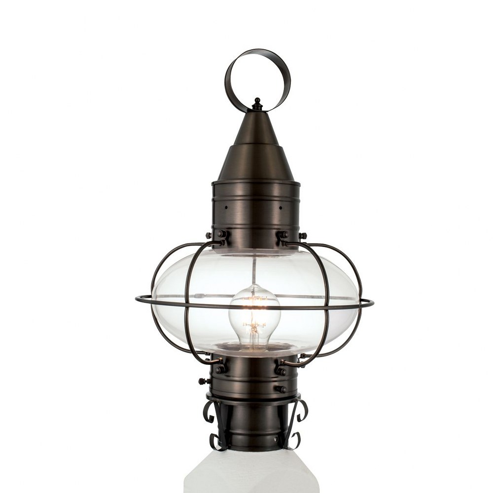 Norwell Lighting-1511-BR-CL-Classic Onion - 1 Light Medium Outdoor Post Lantern In Traditional and Classic Style-17.5 Inches Tall and 11.375 Inches Wide Bronze Clear Black Finish