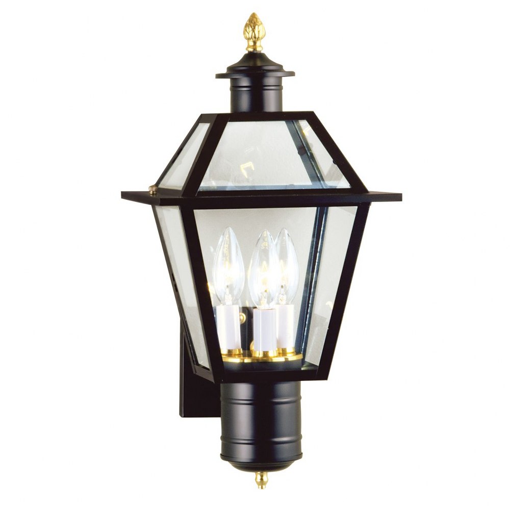 Norwell Lighting-2233-BL-CL-Lexington - 3 Light Outdoor Wall Mount In Traditional and Classic Style-18 Inches Tall and 9 Inches Wide   Black Finish with Clear Glass