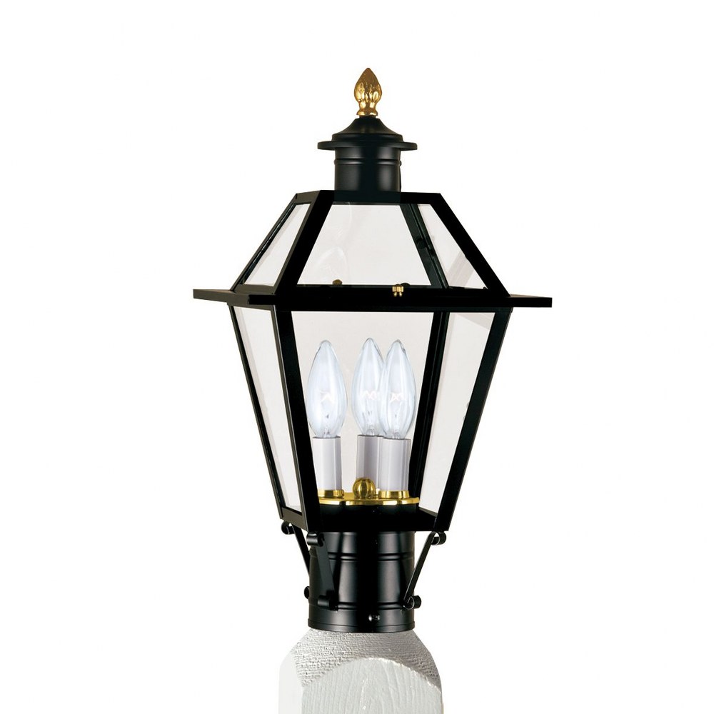 Norwell Lighting-2234-BL-CL-Lexington - 3 Light Medium Outdoor Post Lantern In Traditional and Classic Style-17 Inches Tall and 9 Inches Wide   Black Finish with Clear Glass