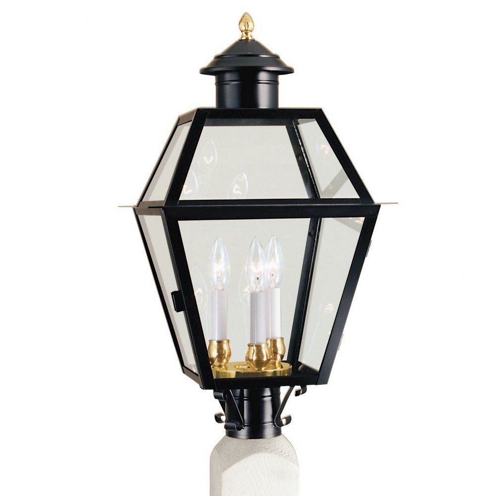 Norwell Lighting-2235-BL-CL-Lexington - 3 Light large Outdoor Post Lantern In Traditional and Classic Style-24.5 Inches Tall and 13 Inches Wide   Black Finish with Clear Glass