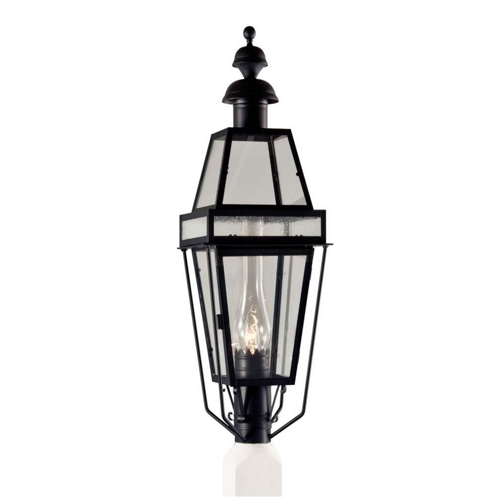 Norwell Lighting-2280C-BL-CL/SE-Beacon - 1 Light Large Outdoor Post Lantern In Traditional and Classic Style-38 Inches Tall and 12.5 Inches Wide   Black Finish with Clear/Seedy Glass