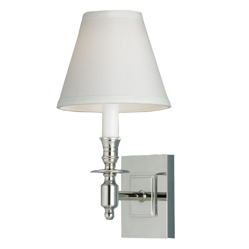 Norwell Lighting-5120-PN-WS-Weston - One Light Wall Sconce Polish Nickel  Aged Brass Finish with White Fabric Shade