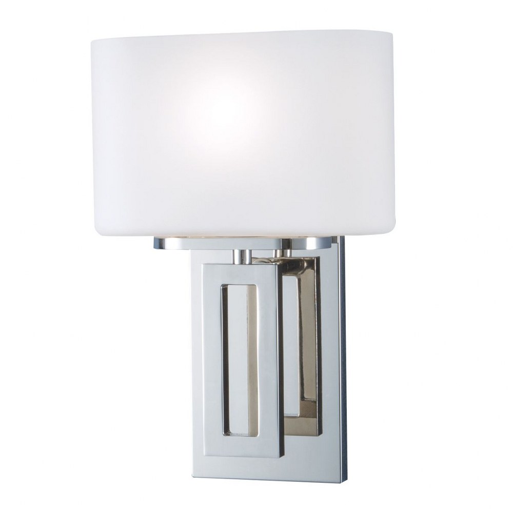 Norwell Lighting-5164-PN-MO-Hamilton - One Light Wall Sconce   Polish Nickel Finish with Matte Opal Glass
