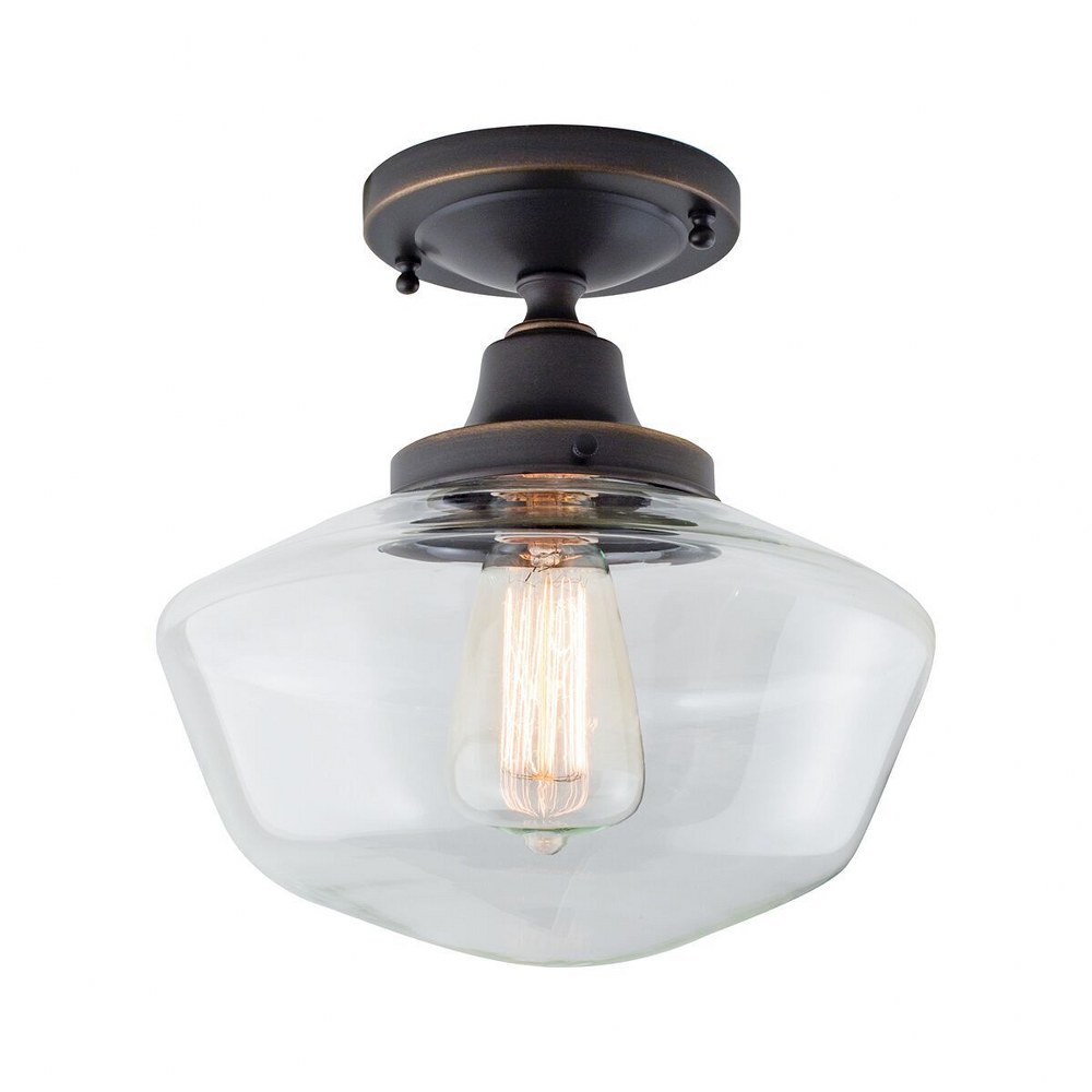 Norwell Lighting-5361F-OB-CL-Schoolhouse - One Light Flush Mount Clear Glass  Oil Rubbed Bronze Finish