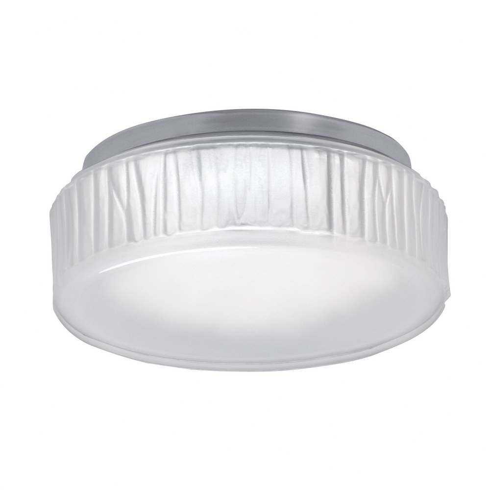 Norwell Lighting-5377-PN-FR-Bark - 7 Inch 10W 1 LED Mini Flush Mount   Polished Nickel Finish with Frosted Glass