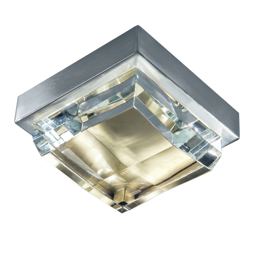 Norwell Lighting-5379-BNSB-CL-Crystal - 6.38 Inch 14W 1 LED Mini Flush Mount   Brushed Nickel/Satin Brass Finish with Clear Crystal Glass