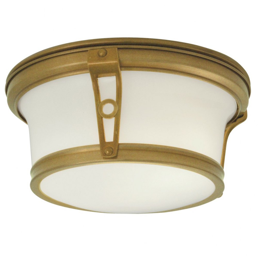 Norwell Lighting-5383-AG-SO-Leah - Two Light Flush Mount Aged Brass  Aged Brass Finish with Shiny Opal Glass