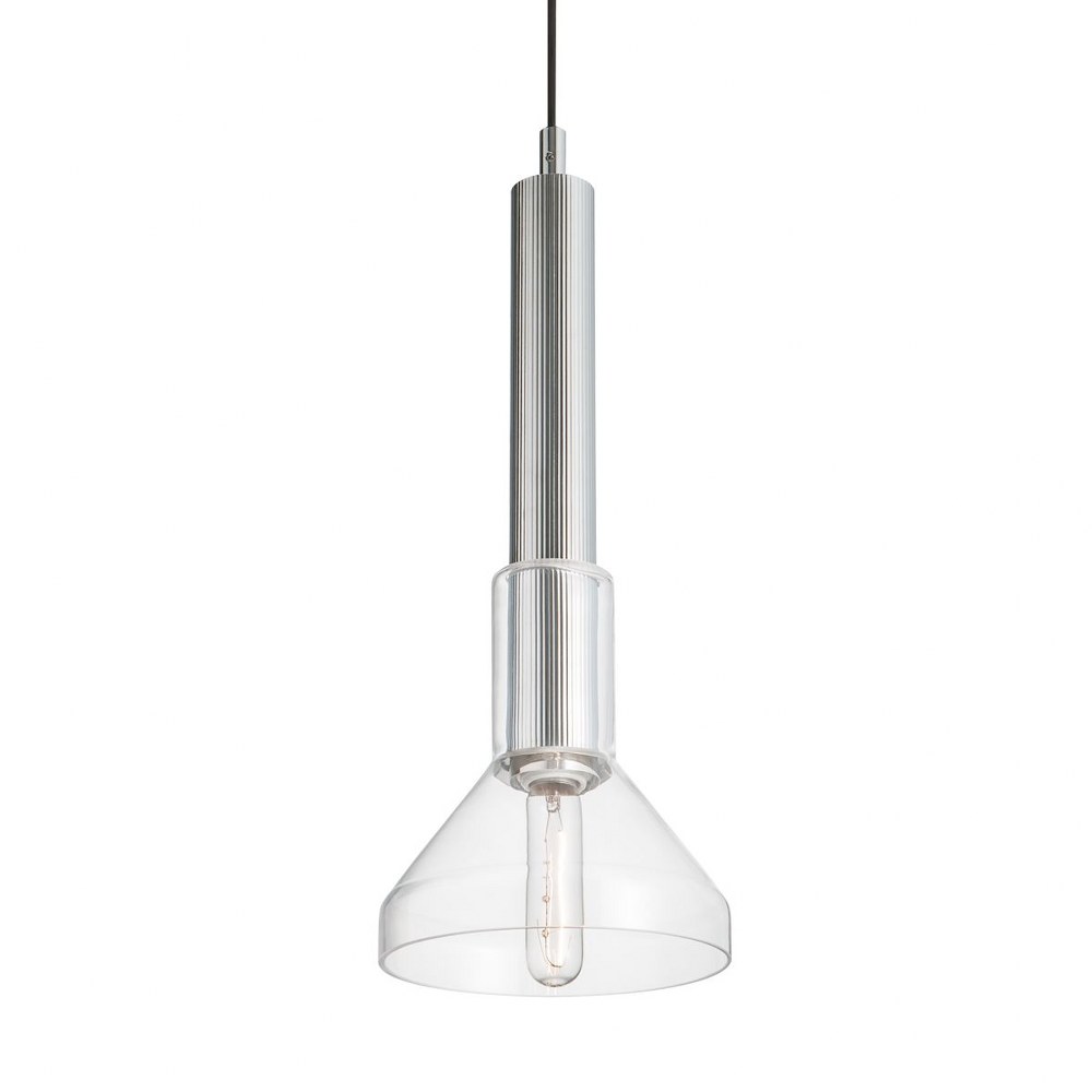 Norwell Lighting-5386-PN-CL-Funnel - 1 Light Pendant In Modern and Contemporary Style-22.63 Inches Tall and 7.63 Inches Wide Polished Nickel  Polished Nickel Finish with Clear Glass