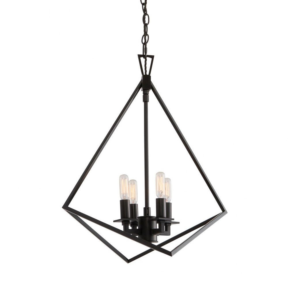 Norwell Lighting-5388-MB-NG-4 Light Trapezoid Cage Chandelier In Modern and Contemporary Style-23.25 Inches Tall and 18 Inches Wide Matte Black  Matte Black Finish