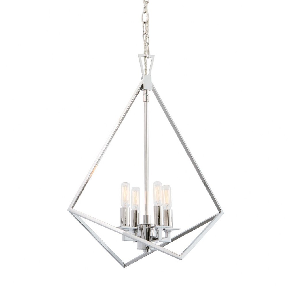 Norwell Lighting-5388-PN-NG-4 Light Trapezoid Cage Chandelier In Modern and Contemporary Style-23.25 Inches Tall and 18 Inches Wide Polished Nickel  Matte Black Finish