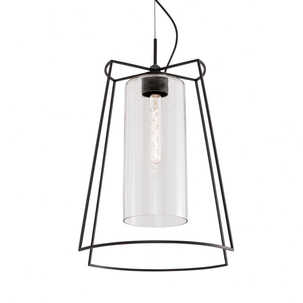 Norwell Lighting-5389-MB-CL-Cere - One Light Pendant   Matte Black Finish with Clear Glass