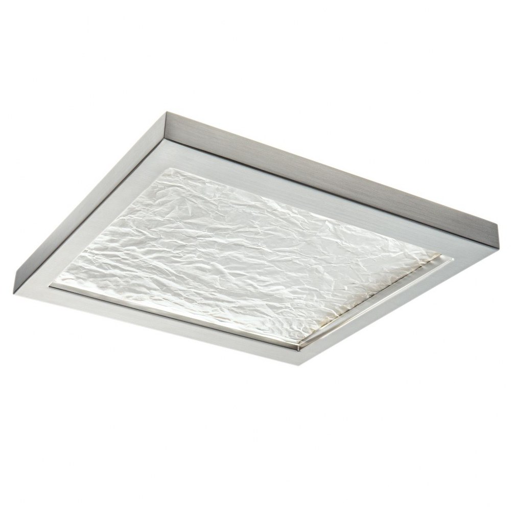 Norwell Lighting-5391-BN-WR-For-Square - 12.5W LED Flush Mount In Modern and Contemporary Style-2.75 Inches Tall and 12 Inches Wide Brushed Nickel  Brushed Nickel Finish with Paper Wrinkle White Resin