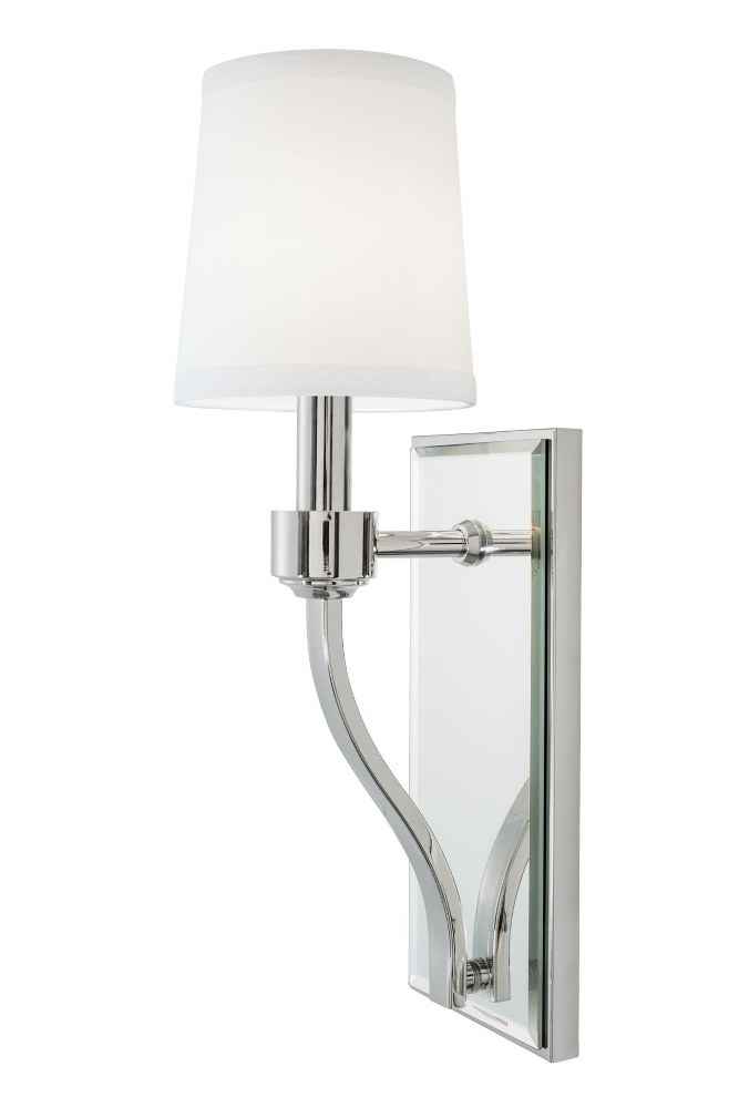 Norwell Lighting-5611-PN-WS-Roule - One Light Mirror Wall Sconce   Polished Nickel Finish with White Fabric Shade