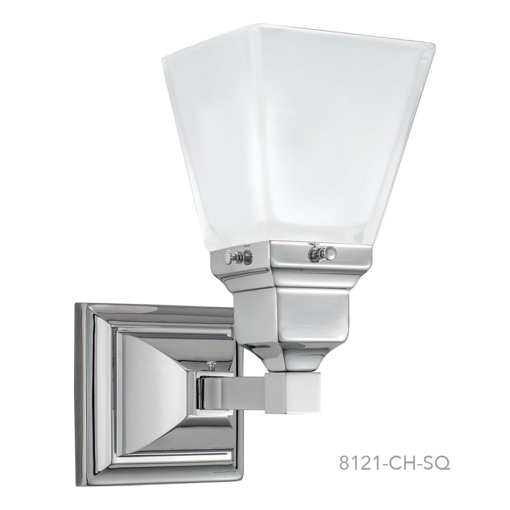 Norwell Lighting-8121-CH-SQ-Birmingham - One Light Wall Sconce Square Glass  Chrome Finish