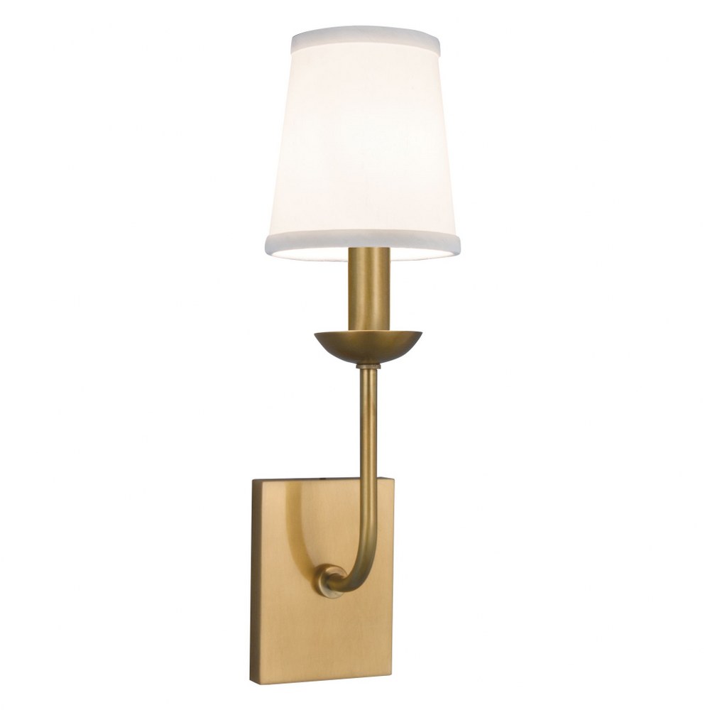 Norwell Lighting-8141-AG-WS-Circa - One Light Wall Sconce Aged Brass  Aged Brass Finish with White Fabric Shade