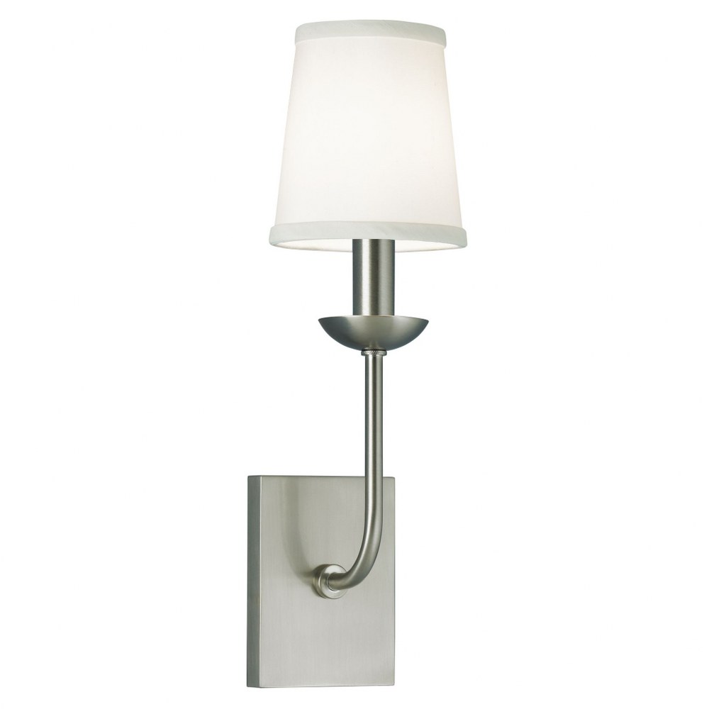 Norwell Lighting-8141-BN-WS-Circa - One Light Wall Sconce Brush Nickel  Aged Brass Finish with White Fabric Shade