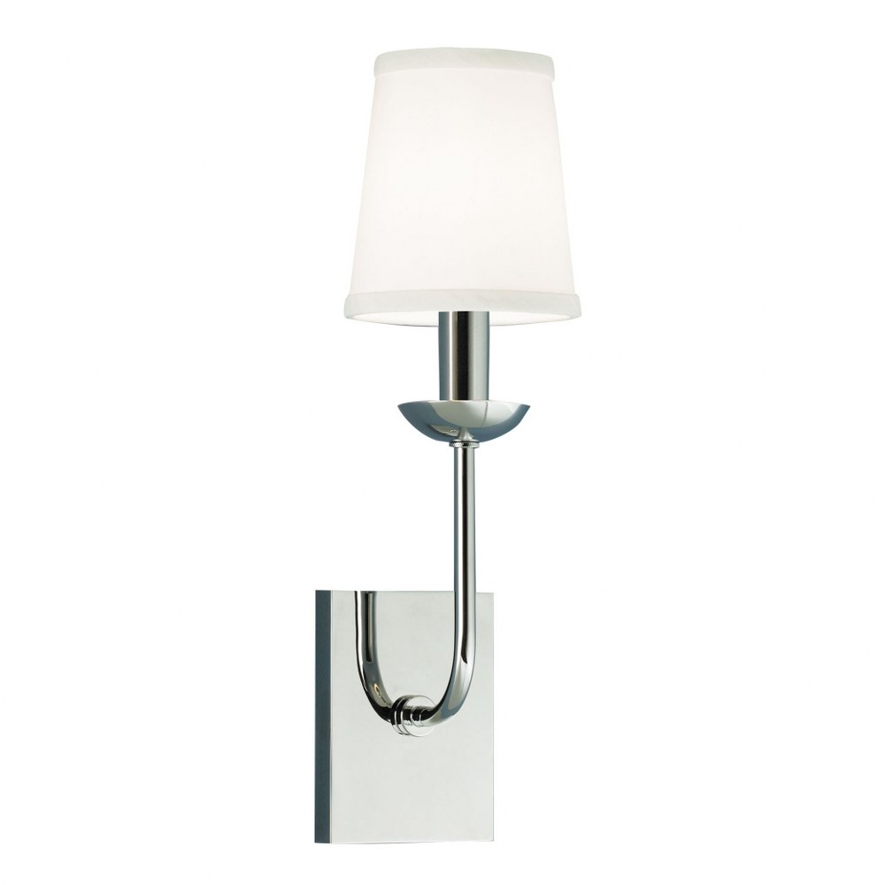 Norwell Lighting-8141-PN-WS-Circa - One Light Wall Sconce Polish Nickel  Aged Brass Finish with White Fabric Shade