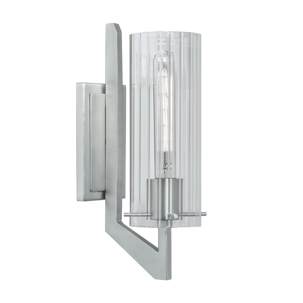 Norwell Lighting-8143-BN-CL-Faceted - One Light Wall Sconce   Brushed Nickel Finish with Clear Glass