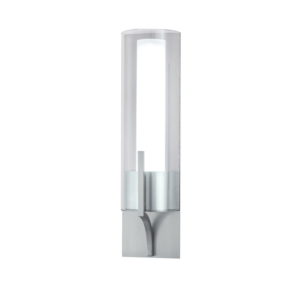 Norwell Lighting-8144-BN-CL-Slope - 15 Inch 12W 1 LED Wall Sconce   Brushed Nickel Finish with Clear Glass