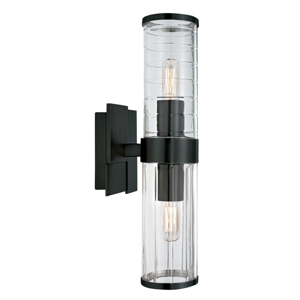 Norwell Lighting-8149-MB-CL-Stripe - 2 Light Wall Sconce In Modern and  Transitional Style-15.25 Inches Tall and 5.13 Inches Wide Matte Black  Matte Black Finish with Clear Glass