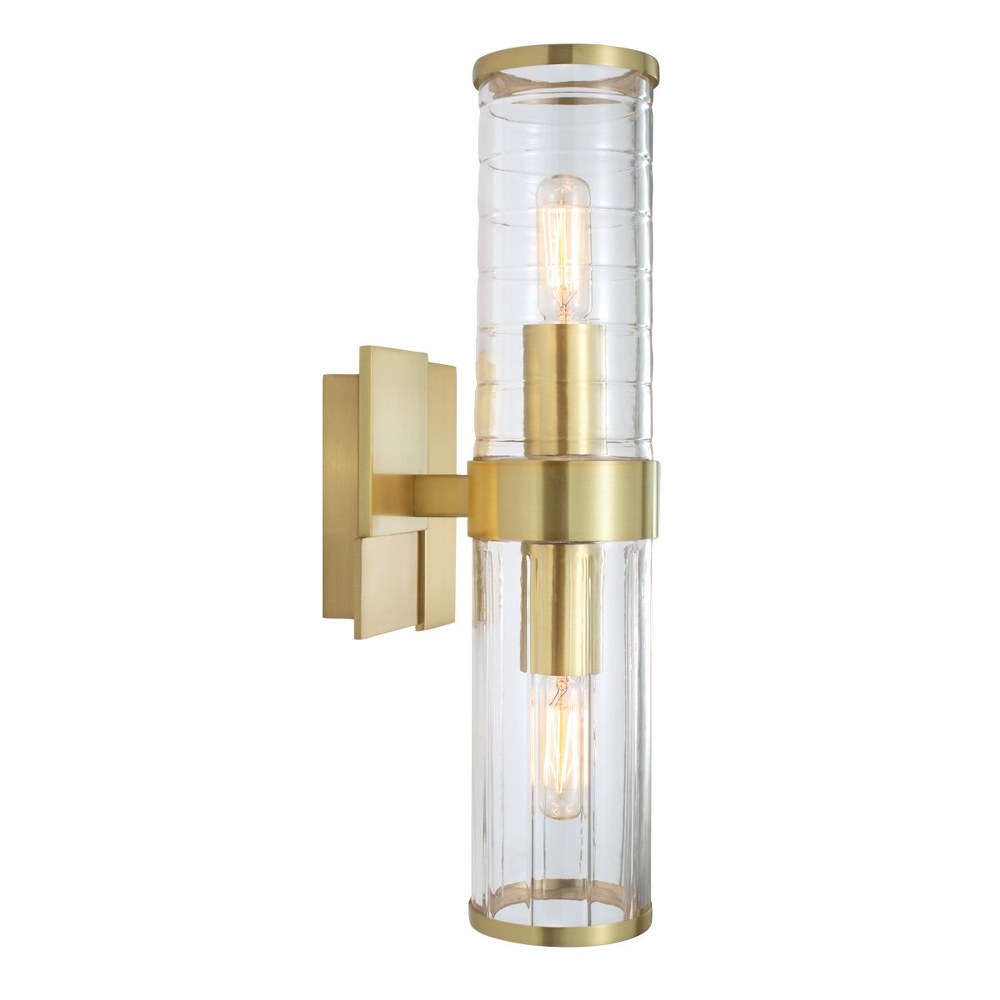 Norwell Lighting-8149-SB-CL-Stripe - 2 Light Wall Sconce In Modern and  Transitional Style-15.25 Inches Tall and 5.13 Inches Wide Satin Brass  Matte Black Finish with Clear Glass