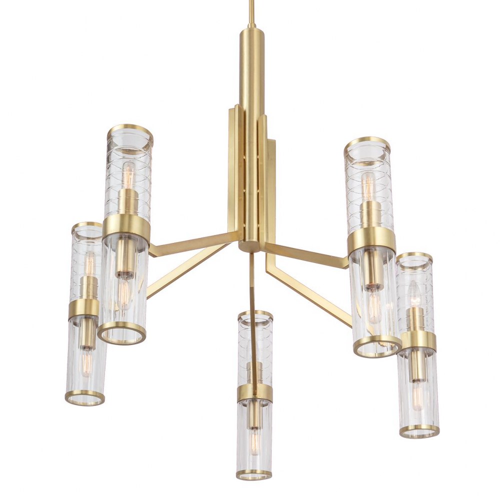 Norwell Lighting-8150-SB-CL-Stripe - 10 Light Chandelier In Modern and  Transitional Style-44.25 Inches Tall and 29.75 Inches Wide Satin Brass  Matte Black Finish with Clear Glass