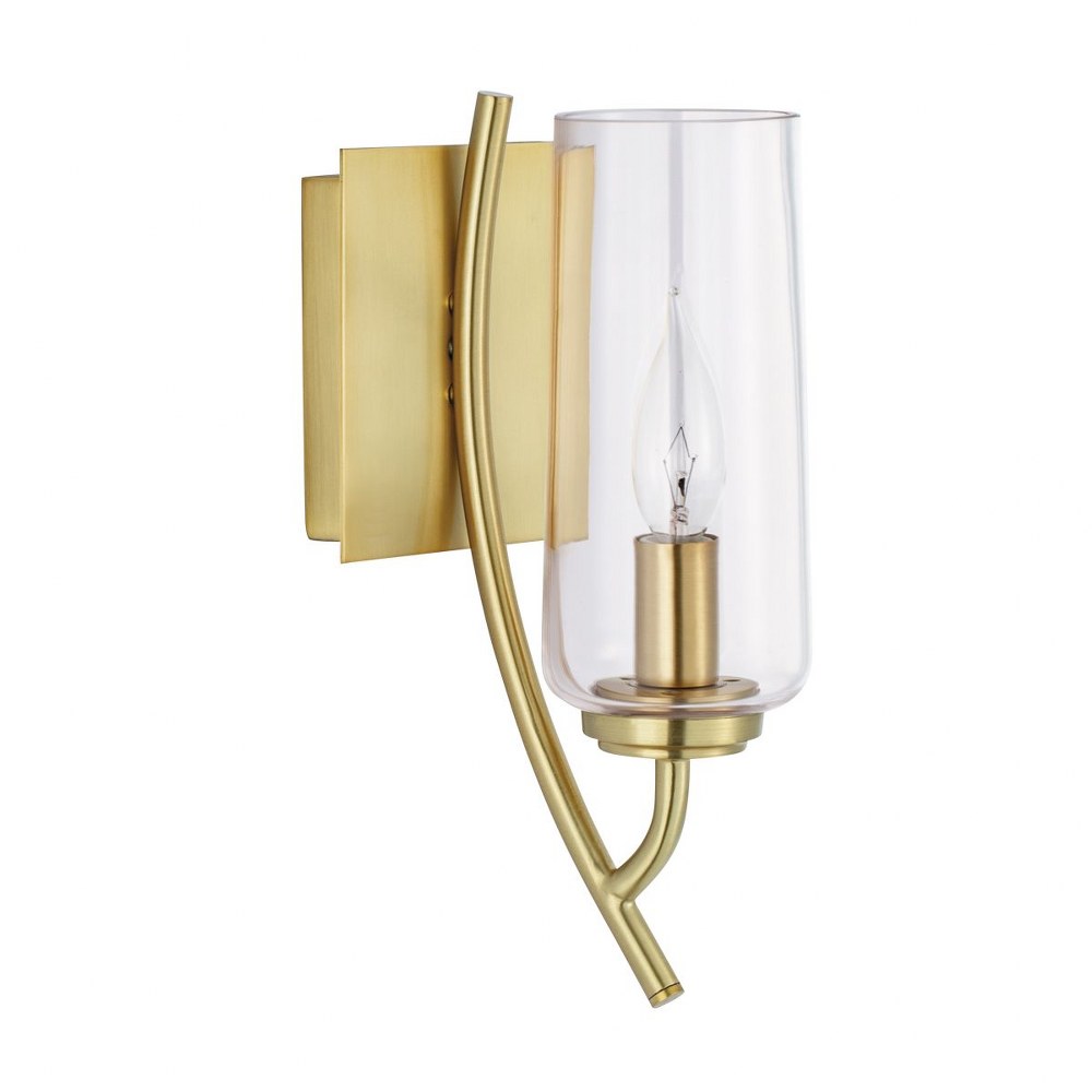 Norwell Lighting-8153-SB-CL-Tulip - 1 Light Wall Sconce In Modern Style-11.75 Inches Tall and 4.75 Inches Wide Satin Brass  Acid Dipped Black Finish with Clear Glass