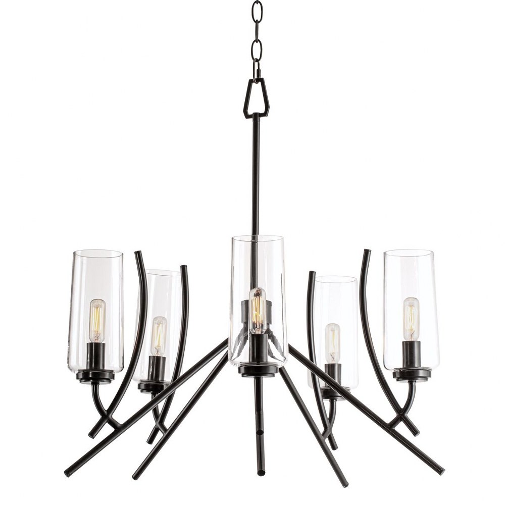 Norwell Lighting-8154-ADB-CL-Tulip - 5 Light Chandelier In Modern Style-25 Inches Tall and 23.25 Inches Wide Acid Dipped Black  Acid Dipped Black Finish with Clear Glass