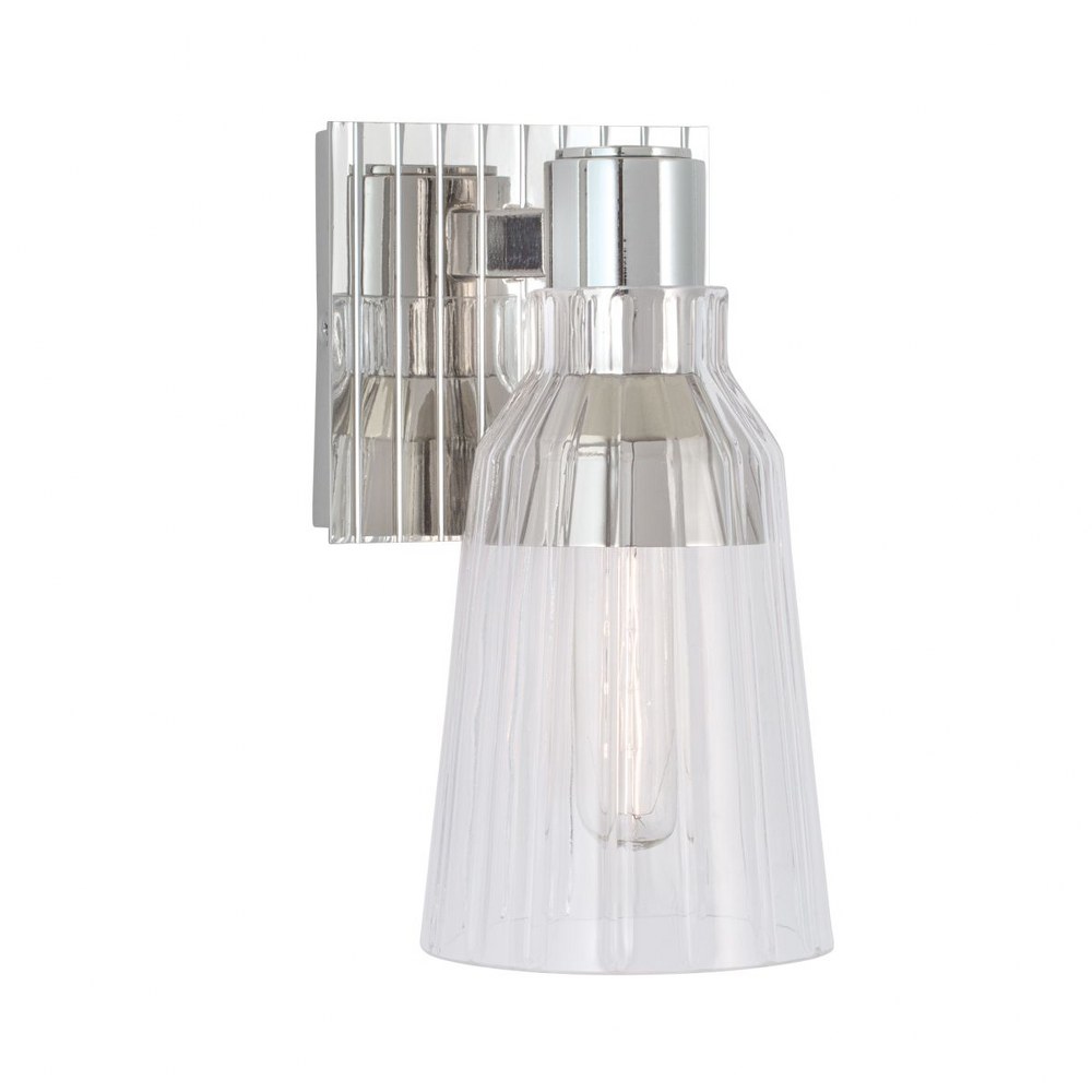 Norwell Lighting-8157-PN-CL-Carnival - 1 Light Wall Sconce In Modern Style-9 Inches Tall and 4.38 Inches Wide Polished Nickel  Polished Nickel Finish with Clear Glass