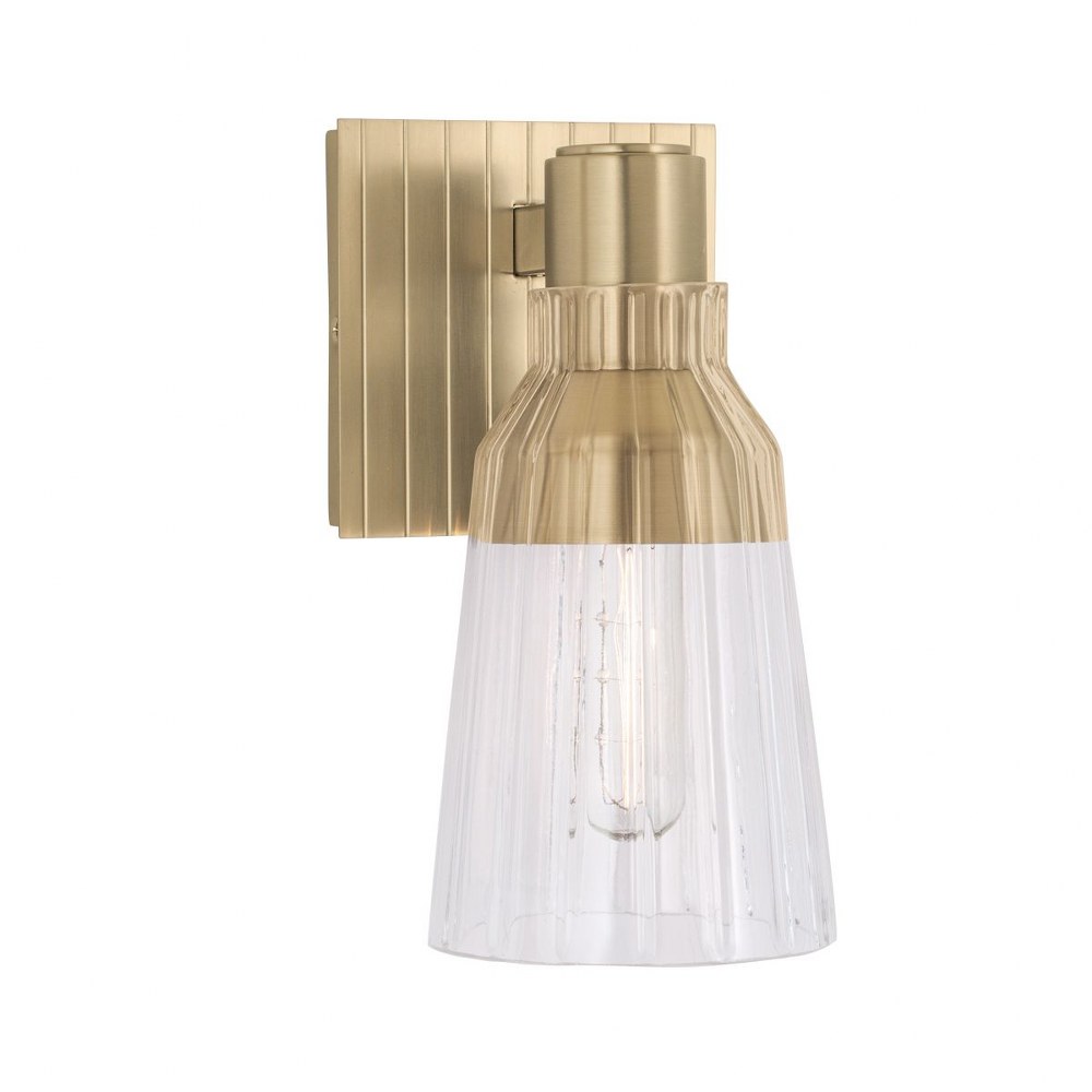 Norwell Lighting-8157-SB-CL-Carnival - One Light Wall Sconce   Satin Brass Finish with Clear Glass