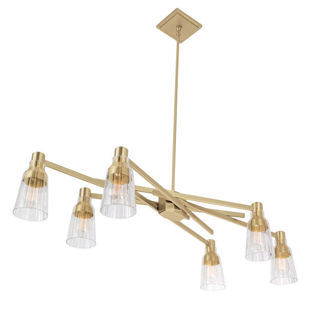 Norwell Lighting-8158-SB-CL-Carnival - Six Light Chandelier   Satin Brass Finish with Clear Glass