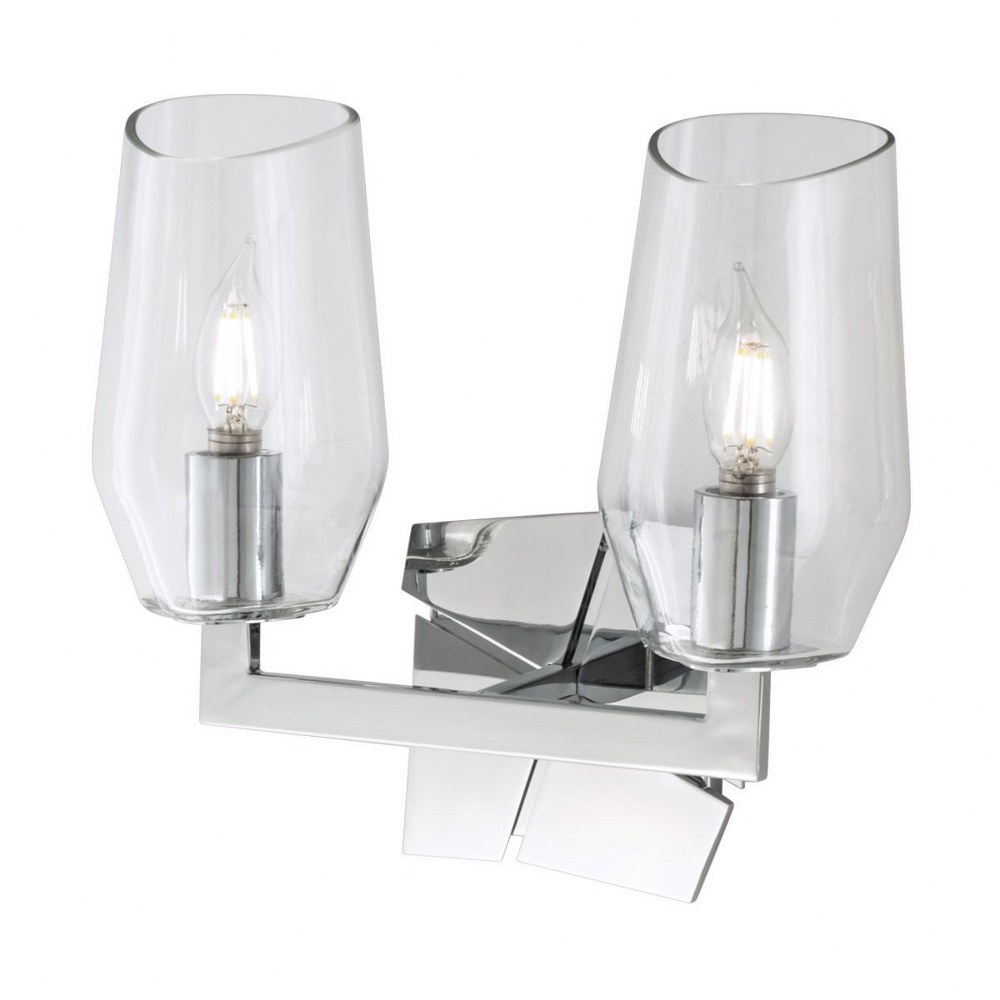 Norwell Lighting-8162-CH-CL-Gaia - 2 Light Wall Sconce In Modern Style-11.25 Inches Tall and 11.63 Inches Wide Chrome  Chrome Finish with Clear Glass