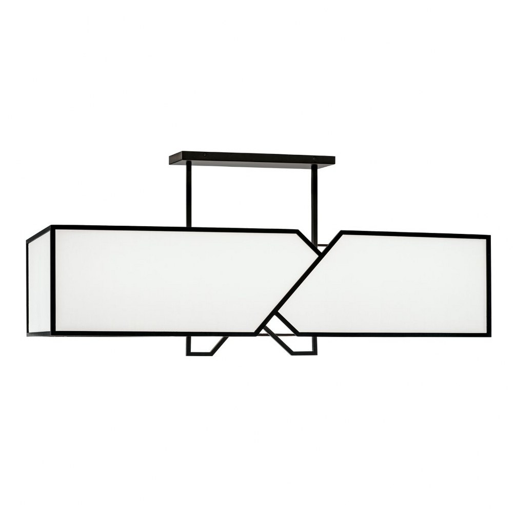 Norwell Lighting-8171-MB-WS-Moiselle - 6 Light Linear Chandelier In Transitional  Style-42 Inches Tall and 16 Inches Wide   Matte Black Finish with White Fabric Shade