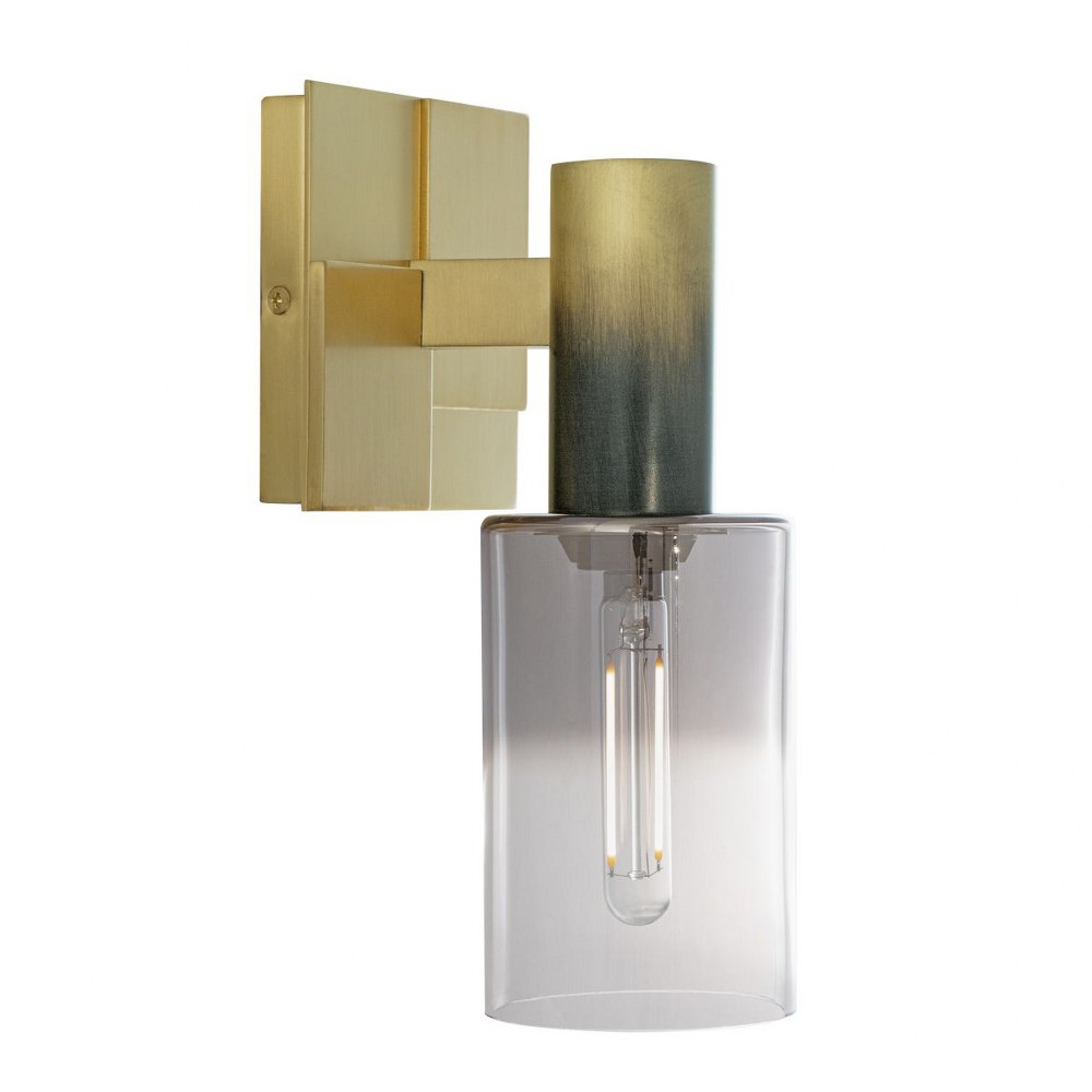 Norwell Lighting-8173-SBBK-CLGR-Empire - 1 Light Wall Sconce In Transitional  Style-9.5 Inches Tall and 4.75 Inches Wide Satin Brass/Black  Chrome Finish with Clear Glass