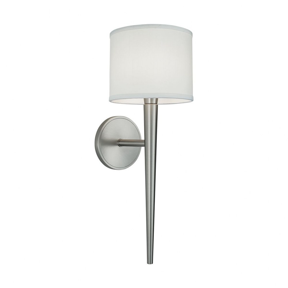Norwell Lighting-8220-BN-WL-Angelica - One Light Wall Sconce   Brush Nickel Finish with White Linen Fabric Shade