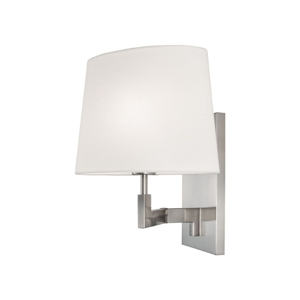 Norwell Lighting-8240-BN-WS-Grace - One Light Wall Sconce Brush Nickel  Brush Nickel Finish with White Fabric Shade