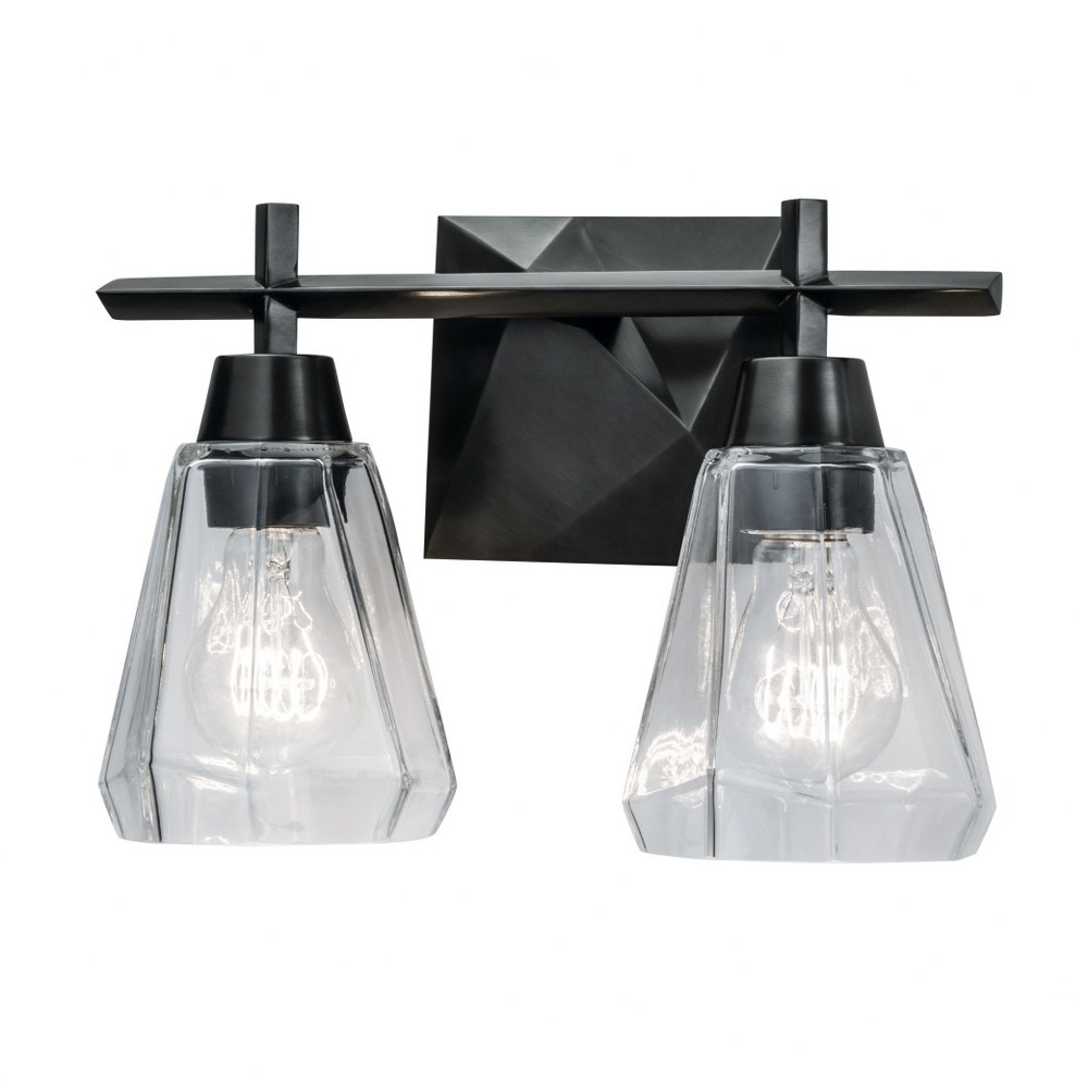 Norwell Lighting-8282-ADB-CL-Arctic - Two Light Wall Sconce   Acid Dipped Black Finish with Clear  Glass