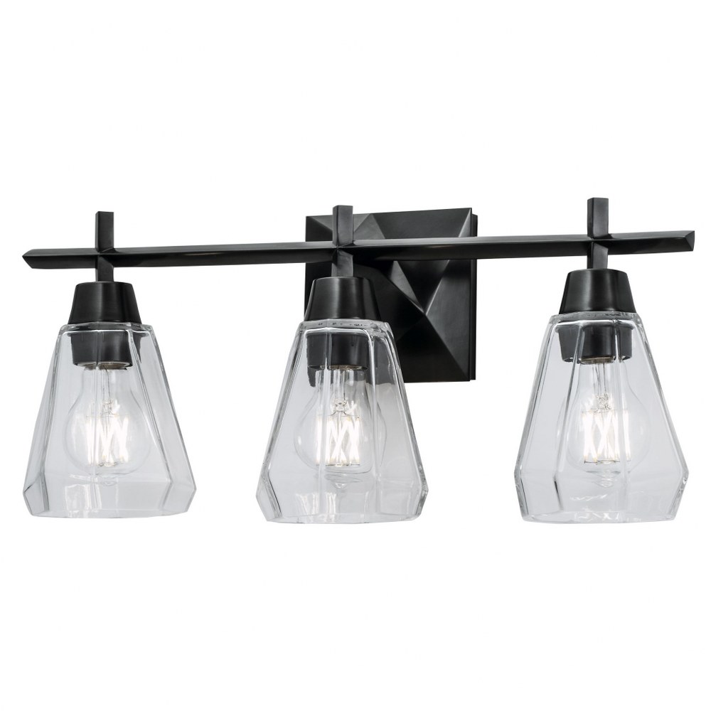 Norwell Lighting-8283-ADB-CL-Arctic - Three Light Wall Sconce   Acid Dipped Black Finish with Clear  Glass