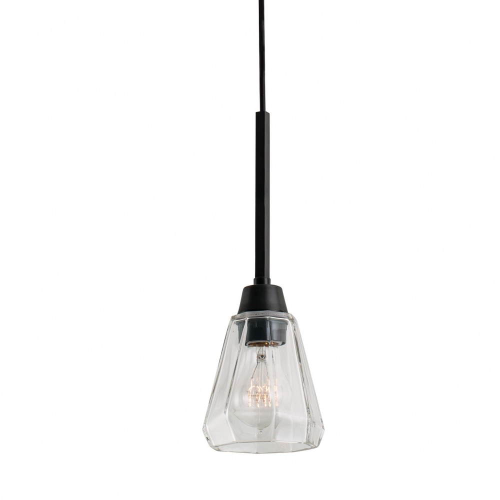 Norwell Lighting-8284-ADB-CL-Arctic - One Light Pendant   Acid Dipped Black Finish with Clear Glass