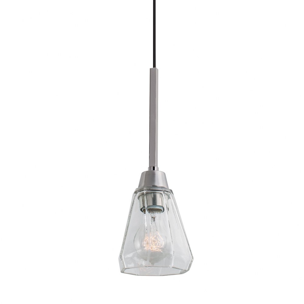 Norwell Lighting-8284-PN-CL-Arctic - 1 Light Pendant In Contemporary Style-5 Inches Tall and 4.75 Inches Wide Polished Nickel  Acid Dipped Black Finish with Clear Glass