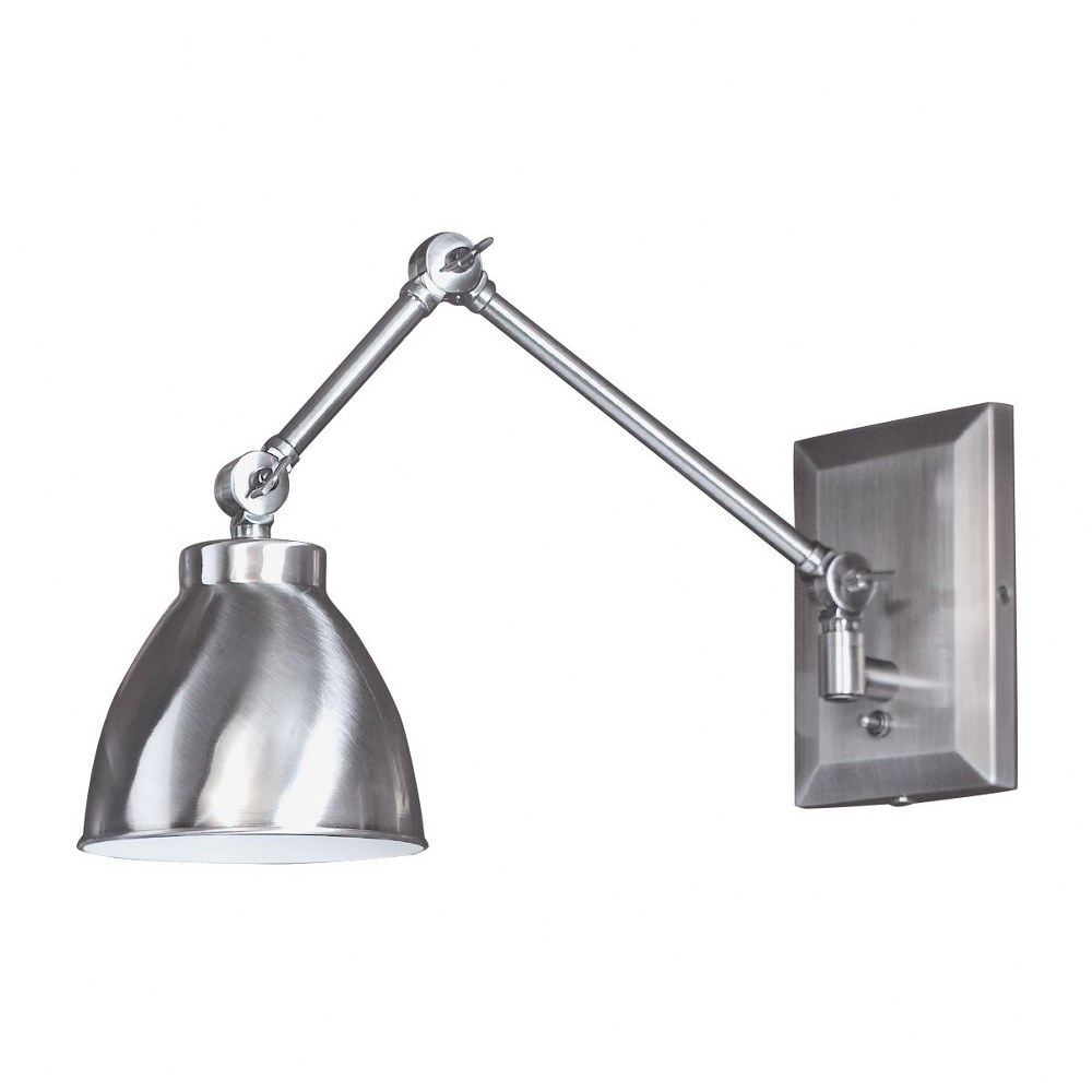 Norwell Lighting-8471-PW-MS-Maggie - 1 Light Swing Arm Wall Sconce In Contemporary and Classic Style-6.75 Inches Tall and 5.25 Inches Wide Pewter  Architectural Bronze Finish with Metal Shade